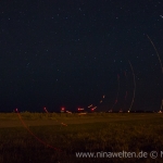 wind poer stations at night on Öland, Sweden