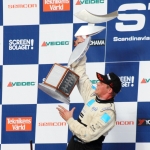 STCC final at Mantorp Park - Thed Björk holding the championship trophy